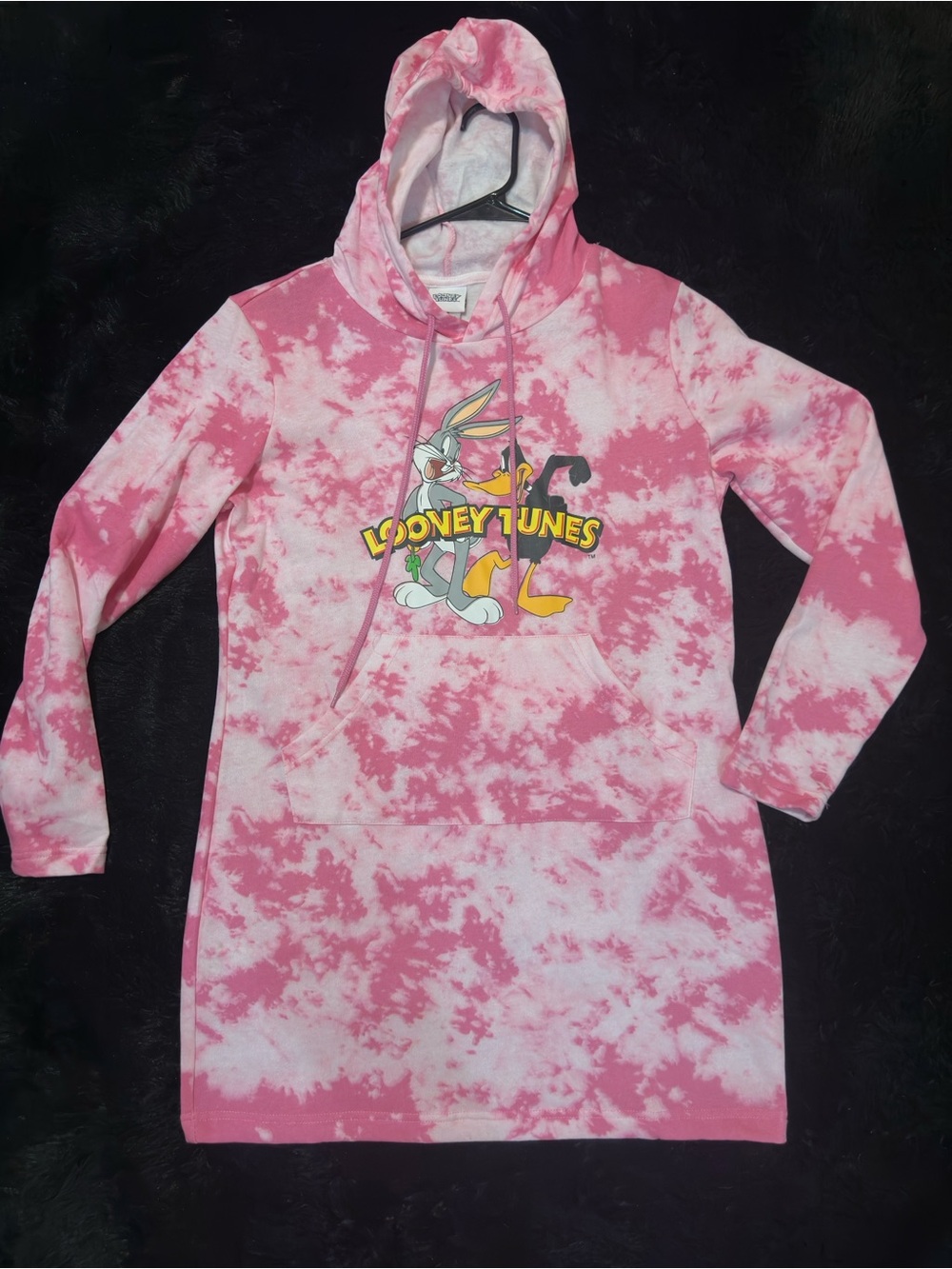 Warner Bros. Pink Tie-Dye  Hoodie Dress